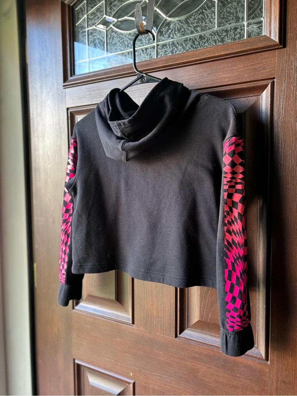 Converse Girls Black And Pink Hoodie M